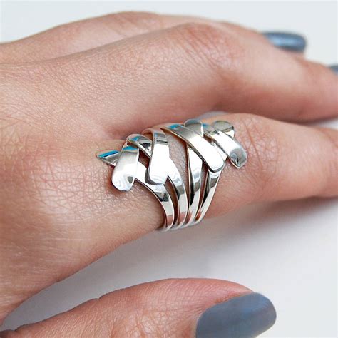 Chunky Sterling Silver Contemporary Layered Ring By Otis Jaxon