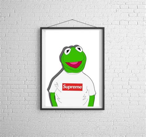 Supreme Kermit The Frog Print Poster Canvas Print Wooden Hanging