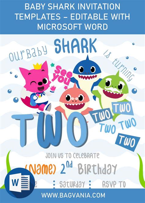 Baby Shark Birthday Invitation Card