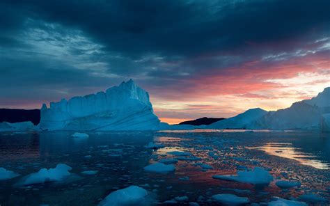 Greenland Snow Ice Sunset Sea Wallpaper Nature And
