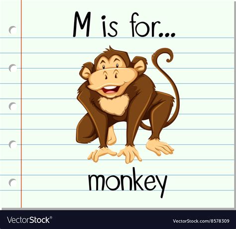 Flashcard Letter M Is For Monkey Royalty Free Vector Image