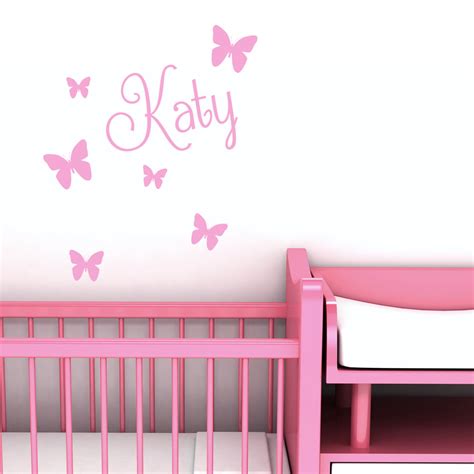 Personalised Name Sticker With Butterflies Vinyl Sticker Shack