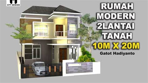 Kita dapat mencari desain gambarnya melalui internet maupun brosur. Rumah 2 lantai di tanah 10m x 20 m - YouTube