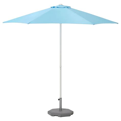 Ikea HÖgÖn Patio Umbrella With Base Light Blue Huvön Dark Gray In