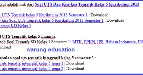 Kumpulan kisi kisi uas/ pas sd kelas 1 2 3 4 5 6 semester 1 kurikulum 2013. download Soal UTS Dan Kisi-kisi Tematik Kelas 5 Kurikulum ...