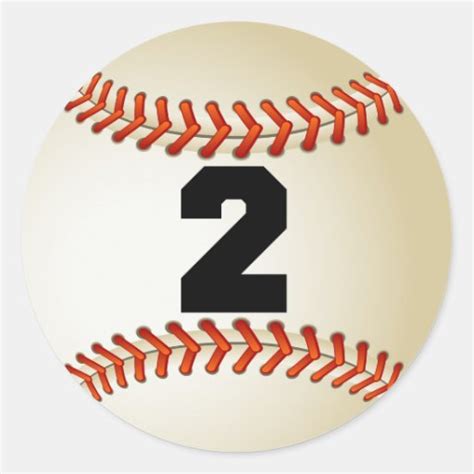 Number 2 Baseball Stickers