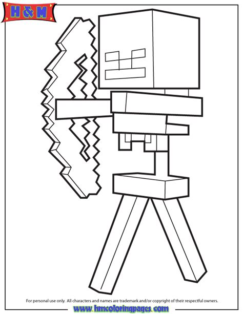 Skeleton And Arrow From Minecraft Game Coloring Page | Minecraft