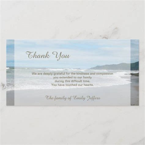 Beach Sympathy Thank You Memorial Photo Card In 2021