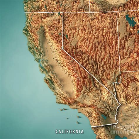 california topographic map with cities map of world