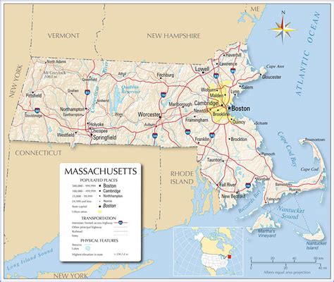 Labeled Map Of Massachusetts E With Capital And Cities