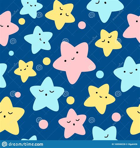 Multicolor Stars Cute Seamless Pattern For Babies Kids Print Vector