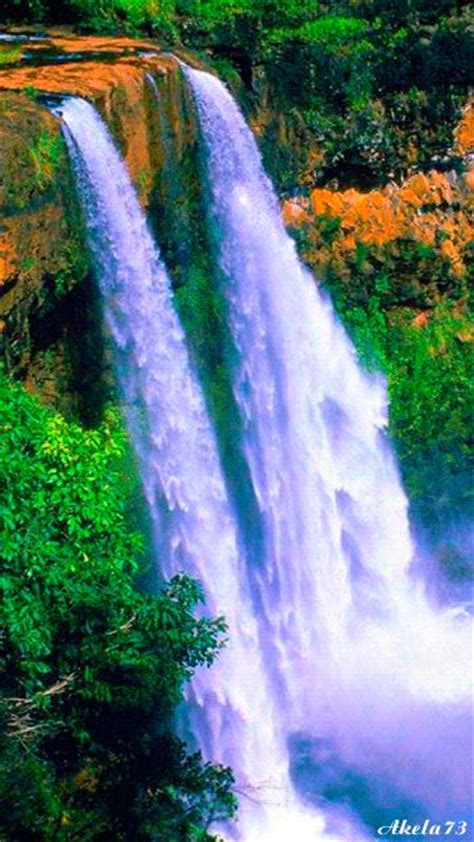 Flowing Waterfall Nature Waterfall Animated Cliff River