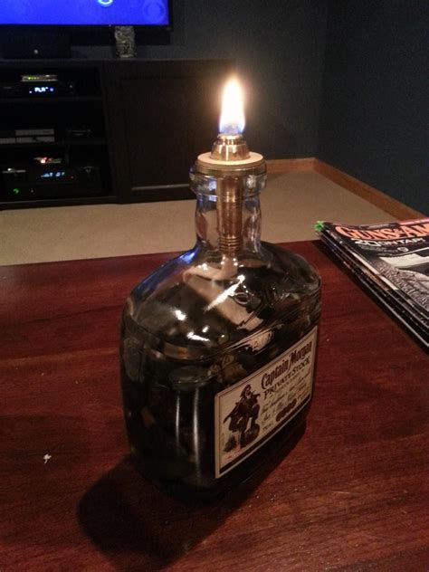 Its just that simple, for approx $3 you have an alcohol lamp, but most likely you already have this stuff laying around like i. DIY Liquor Bottle Oil Lamp | Liquor bottle lights, Liquor ...