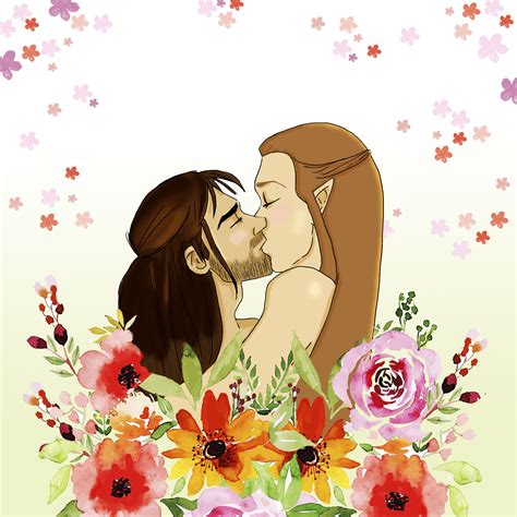 Kili And Tauriel Kissing Fanart Lord Of The Rings Fanart The Hobbit