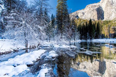 Merced River In Yosemite Valley Winter Landscape Yosemite Valley