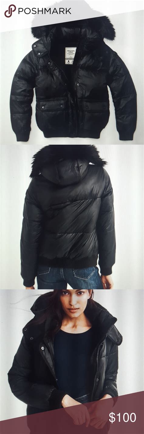 abercrombie and fitch hooded puffer jacket black m puffer jacket black abercrombie and fitch