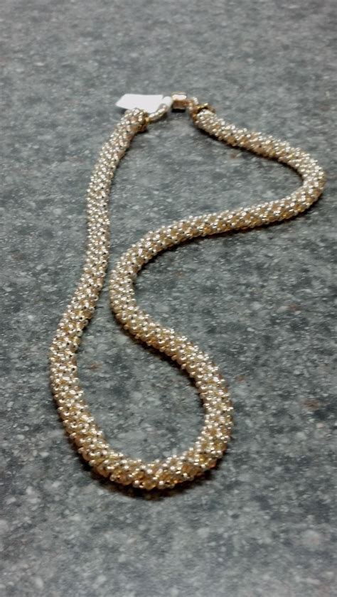 Gold And Silver Russian Spiral Necklace Seed Bead Necklace Spiral