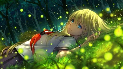 Free Download Hd Wallpaper Forest Summer Girl Glare Stay Anime