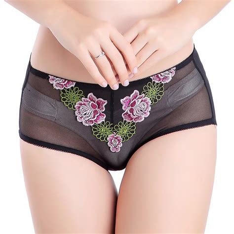 Women Girl Sexy Panties Briefs Cotton Floral Embroidery Underwear Knickers Underpants Under