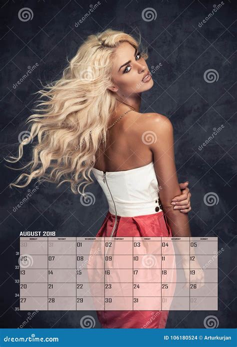 Beauty Blonde Woman Calendar Stock Photo Image Of Graphic Months