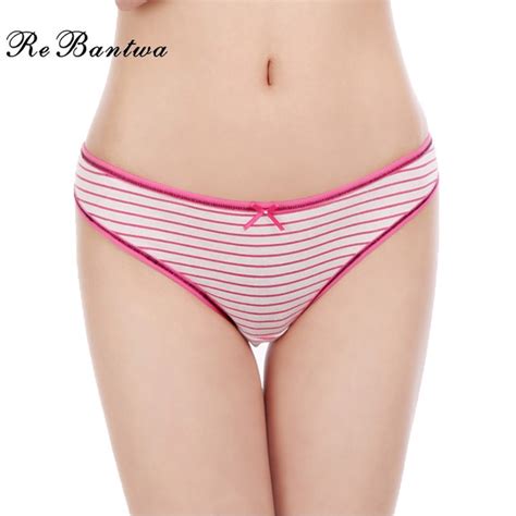 Rebantwa Cute T Panties Striped G String Lady Lovely Thongs Cotton Women Underwear Plus Size