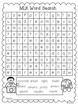 Martin Luther King Word Search {Freebie} by Creative Lesson Cafe
