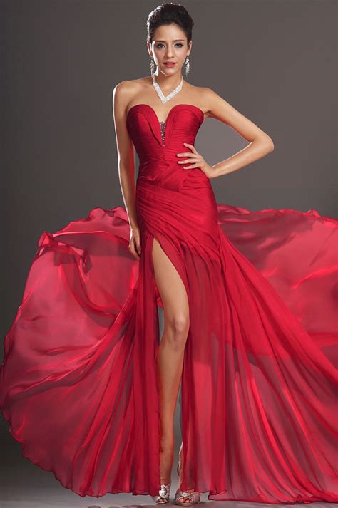 Edressit Stylish Ruched Bodice Red Evening Dress 00120502 Loveee