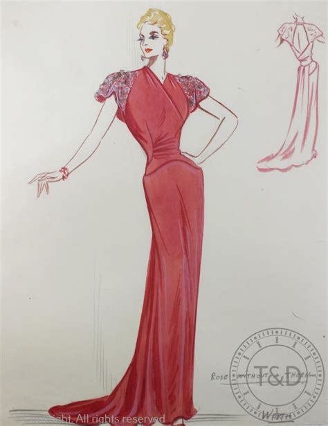 The House Of Worth Fashion Designs C1930s Twenty Four Hand Drawn And