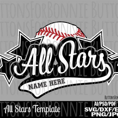 All Stars Svg Softball Svg Baseball Svg Template Emblem Etsy Canada