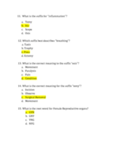 Solution Medical Terminology Test Quiz Answers Studypool
