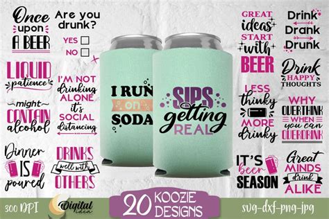 Can Koozie Designs Can Holder Svg Bundle Alcohol Quotes