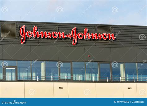 Johnson And Johnson Company Logo On Headquarters Building Editorial Image