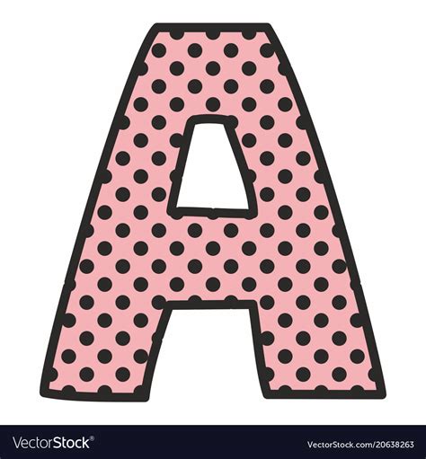A Alphabet Letter With Black Polka Dots On Pink Vector Image