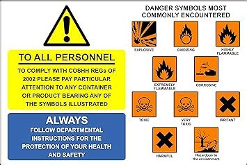 Warning Signs Coshh Symbols Self Adhesive Vinyl 200mm X 300mm