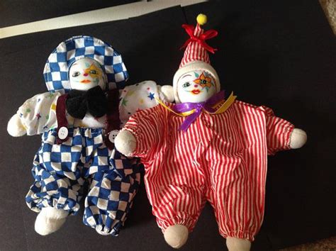 Vintage Clown Doll Porcelain Head Sand Bag Body Set Of 2 Vintage Clown Clown Sand Bag