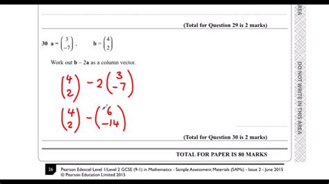 Edexcel Sample Paper 1f Question 30 Column Vectors Youtube