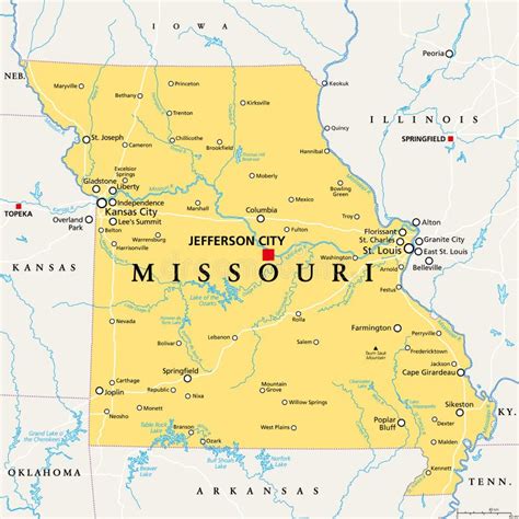 Missouri Mo Politische Karte Wir Staat Nicknames Zeigen Mir Zustand