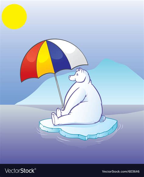 Polar Bear With Umbrella Royalty Free Vector Image