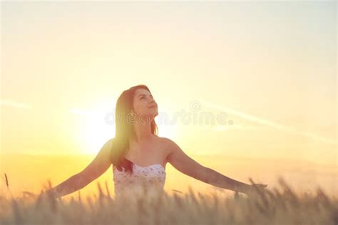 Young Woman Looking Up Into The Sky Stock Image Image Of Lifestyle