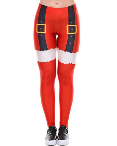 Red Christmas Santa Claus Cloth Printed Womens Leggings Leggings Funny Christmas Leggings
