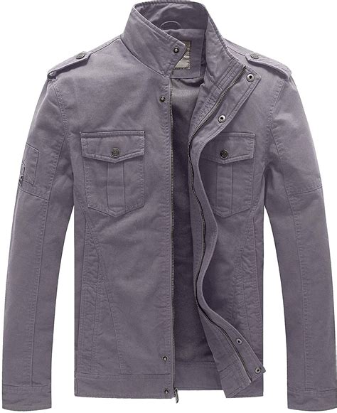 Wenven Mens Casual Washed Cotton Military Jacket Ebay