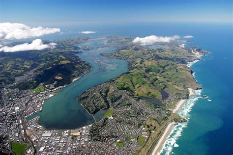 Dunedin Otago Peninsula And Harbour And Pacific Ocean