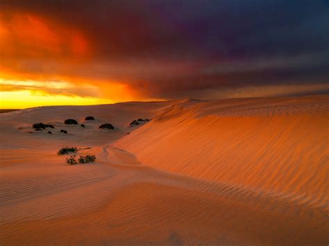 Australian Desert Sand Sunset Clouds Wallpaper