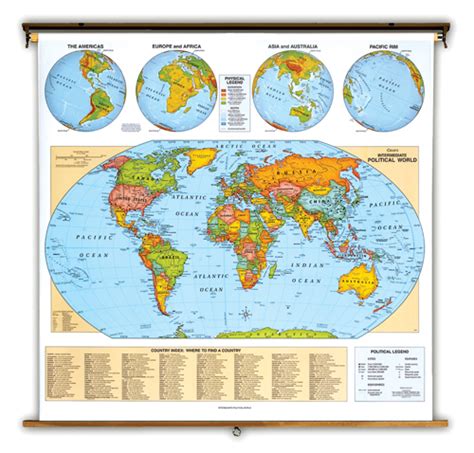 Roller Maps World Political School Classroom Map