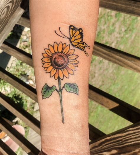 Butterfly And Sunflower Tattoo 🌻🦋 Butterfly Ankle Tattoos Tattoos