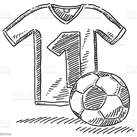 Ilustración de Balón De Fútbol Jersey Símbolo Dibujo y más Vectores