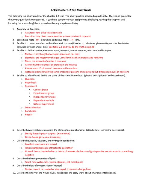 Dear students, you are welcome to post your questions here. APES Chapter 1-2 Test Study Guide The following is a study ...