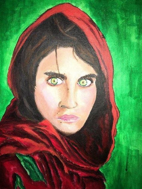 Afghan Girl With Green Eyes Painting By Amanda Tow