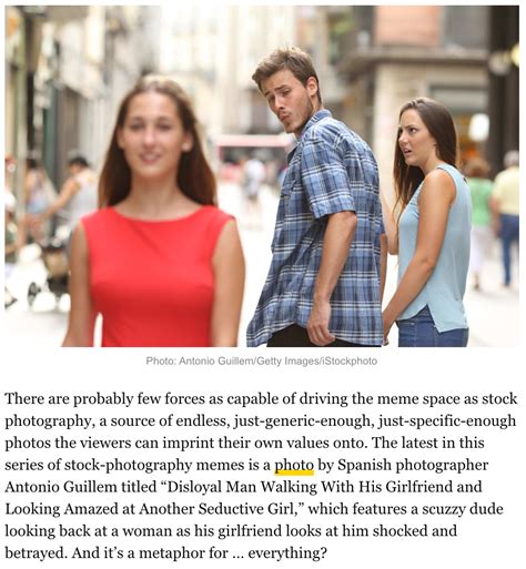 description of disloyal man walking with his girlfriend and looking amazed at another seductive