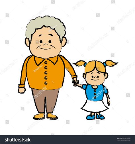 cute grandpa granddaughter funny together stock vector royalty free 679426036 shutterstock